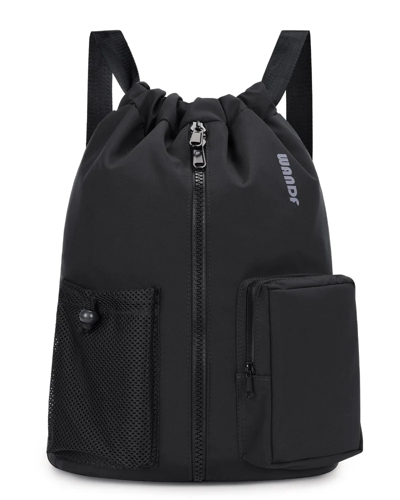 WANDF Turnbeutel mit Schuhfach, Sportbeutel Wasserabweisend,Gym Bag mit Kordelzug für Damen Herren K