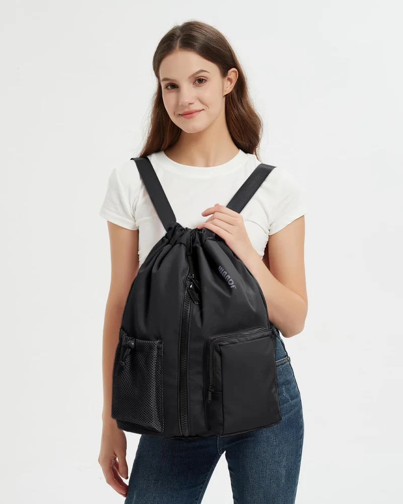 WANDF Turnbeutel mit Schuhfach, Sportbeutel Wasserabweisend,Gym Bag mit Kordelzug für Damen Herren K