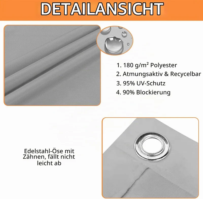 Sonnensegel Wasserdicht Rechteckig mit Ösen,Sonnensegel Rechteck 2x3m,Markisenstoff 95% UV Schutz,Sc