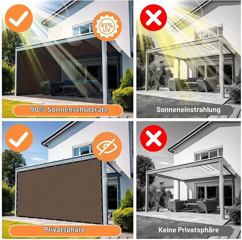 Sonnensegel Wasserdicht Rechteckig mit Ösen,Sonnensegel Rechteck 2x3m,Markisenstoff 95% UV Schutz,Sc