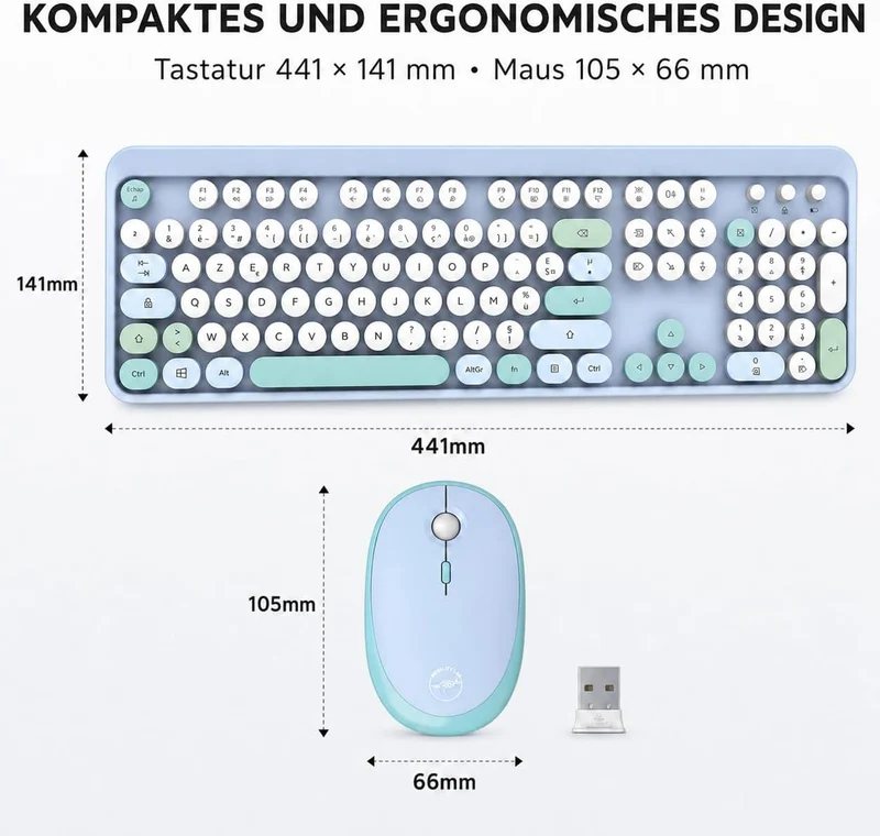 Mobility Lab ML313887 – Combo Pure Color Kabellose Tastatur und Maus, AZERTY, Flache und empfindlich