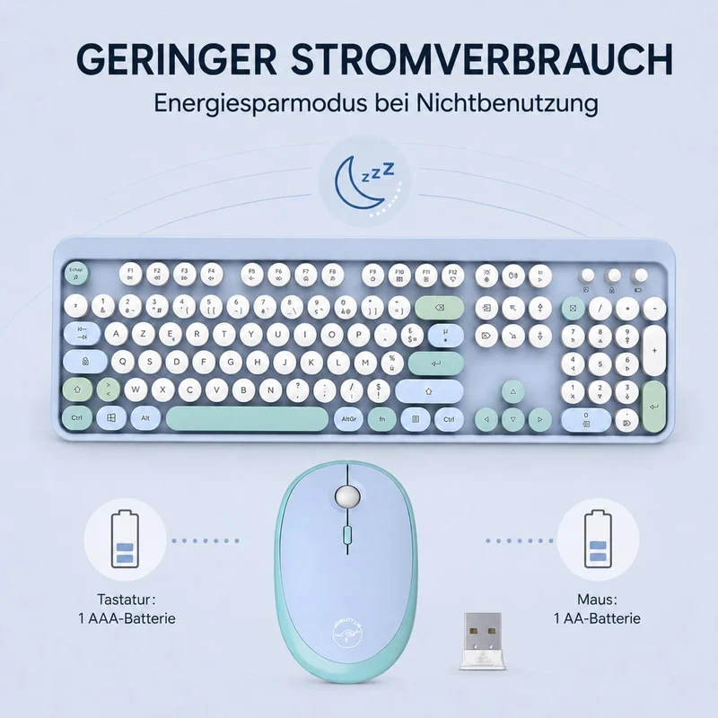 Mobility Lab ML313887 – Combo Pure Color Kabellose Tastatur und Maus, AZERTY, Flache und empfindlich