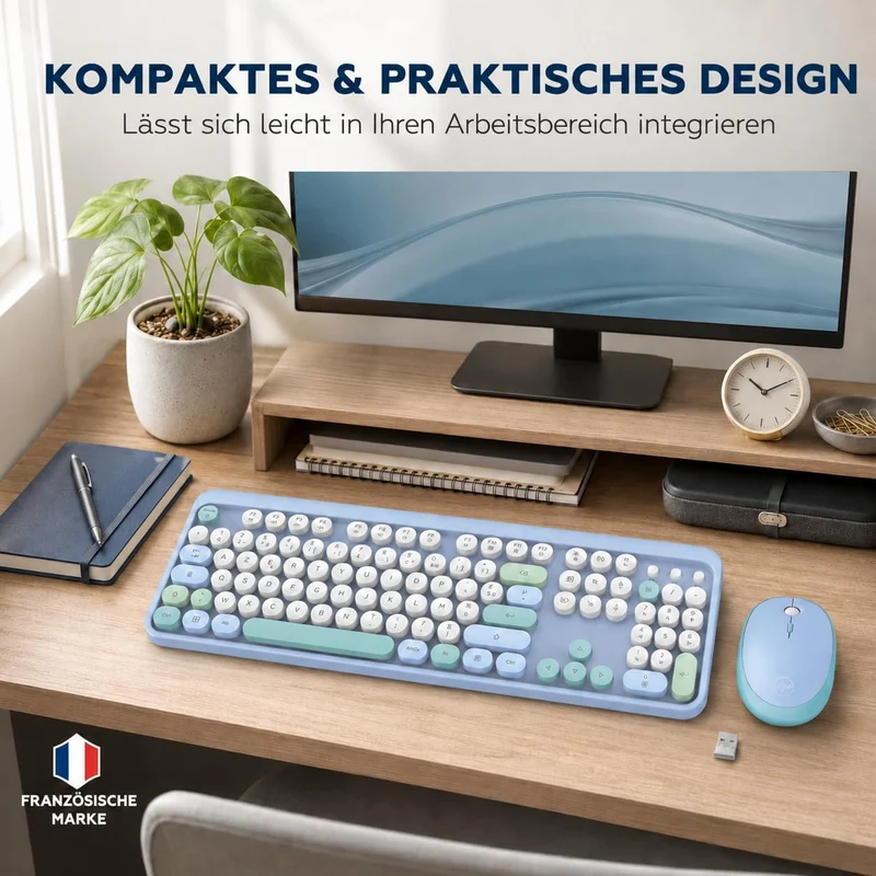 Mobility Lab ML313887 – Combo Pure Color Kabellose Tastatur und Maus, AZERTY, Flache und empfindlich