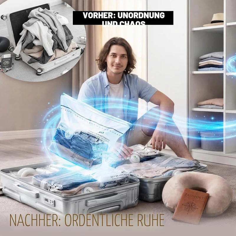 TAILI Cube Vakuumbeutel für Kleidung reise,Mittlere Grösse,Wiederverwendbare Vakuumbeutel Reise für