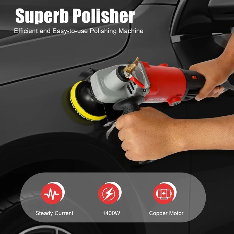 Wasserpoliermaschine, 1400 W, Poliermaschine für Marmor, Zement, Granit, Terrazzo, mit Polierscheibe