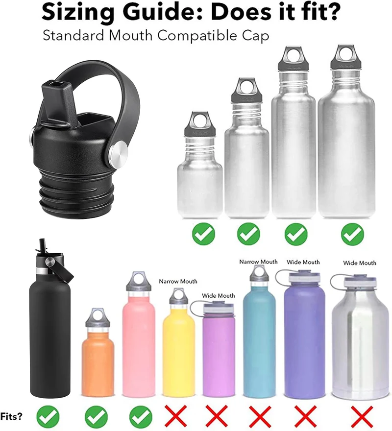 RRegeny Strohhalm-Deckel passend für Hydro-Flask-Standardmund, 54 ml, Sport-Flexkappe, Wasserflasche