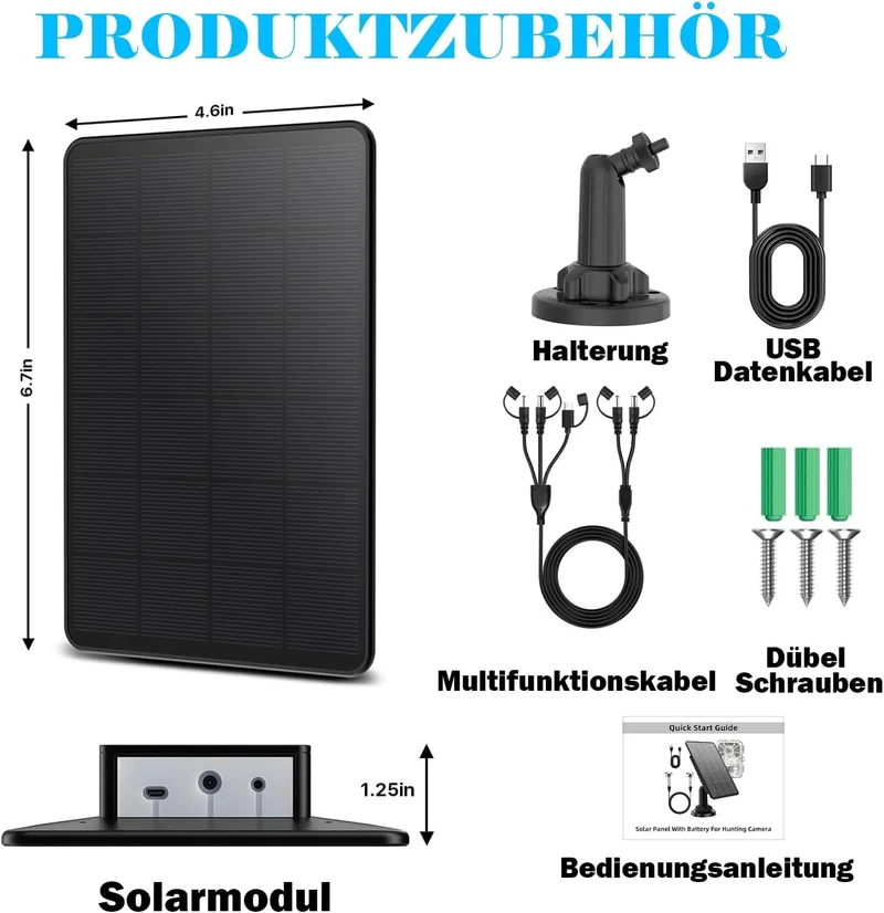 Solarpanel Wildkamera: 5000mAh Akku-Solarpanel für Wild und Outdoor Kameras, 12V/1A&6V/1.5A Solar Ba