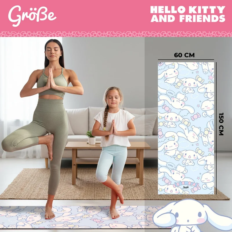 Hello Kitty Offiziell – Kinder Yoga- & Gymnastikmatte Hello Kitty & Cinnamoroll (60 x 150 x 0,5 cm)