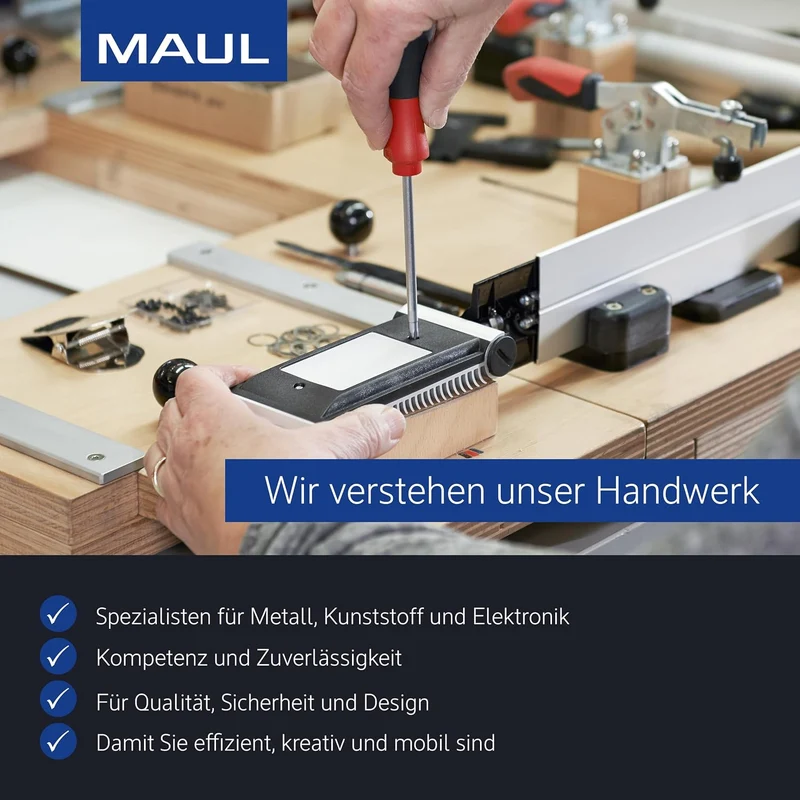 MAUL Klemmbrett A4 | Dokumentenmappe A4 mit Aufbewahrungsbox für Kugelschreiber, Taschenrechner und