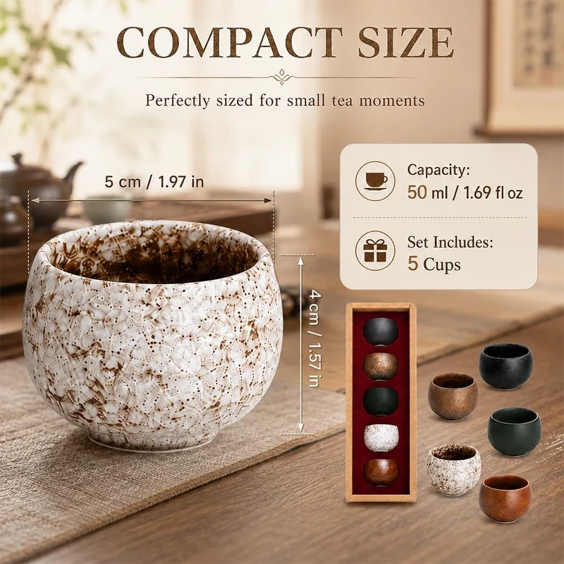 5 Stk Espressotassen Set, Espressotassen Steingut 50ml, Espresso Tassen Set