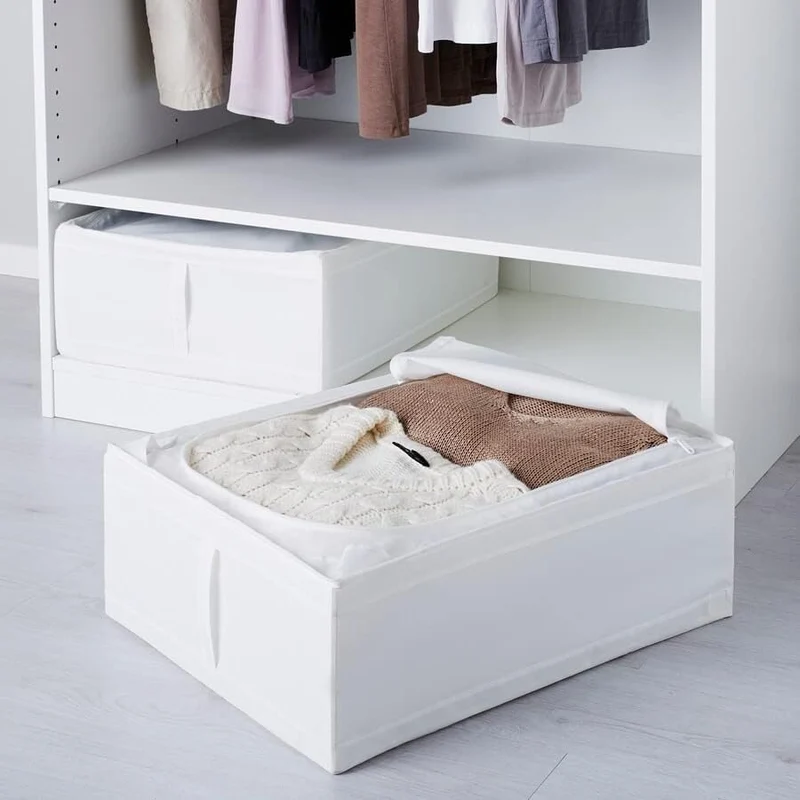 Ikea Aufbewahrungstasche für Heimtücher, 44 x 55 x 19 cm (weiss), Stoff aus recyceltem Polyester (30