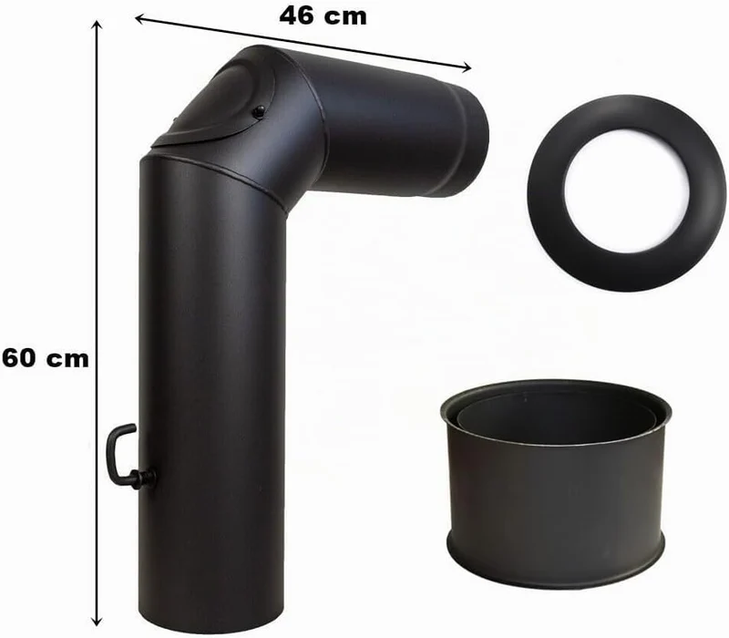 Kaminrohr Ofenrohr-Set Standard 2mm Hauptrohrset mit Drosselklappe Kaminrohr Bogen 90° mit Tür Ofenb