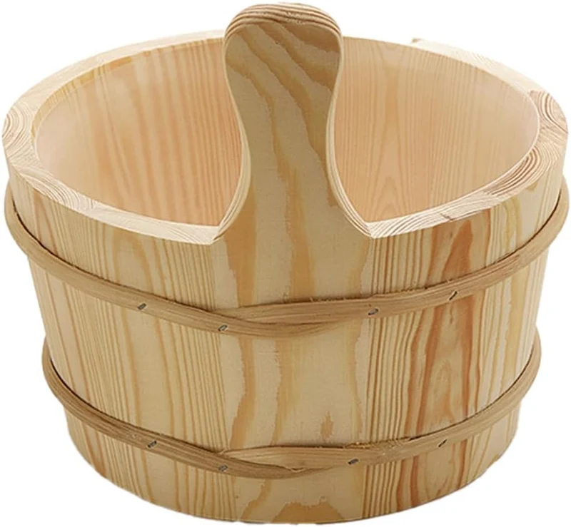 Sauna Eimer und Schöpfkelle - Sauna Holz Eimer Set - Dichte Holz Dusche Zubehör 4L Fassungsvermögen