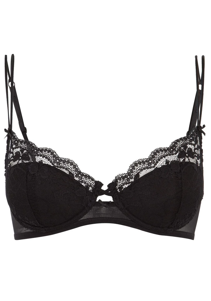 s.Oliver Damen Push-up-BH mit zarter, transparenter Spitze 80A Schwarz, 80A Schwarz