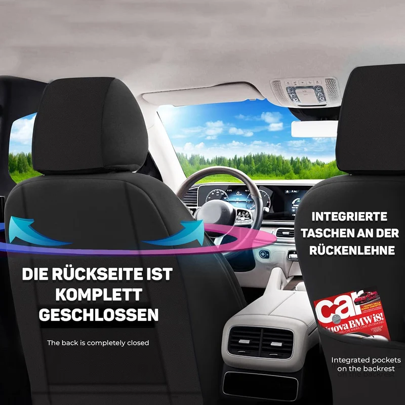 BREMER SITZBEZÜGE Mass Sitzbezüge Schonbezüge für Mercedes A-Klasse W177 KT104 KT104 - Schwarz A-Kla
