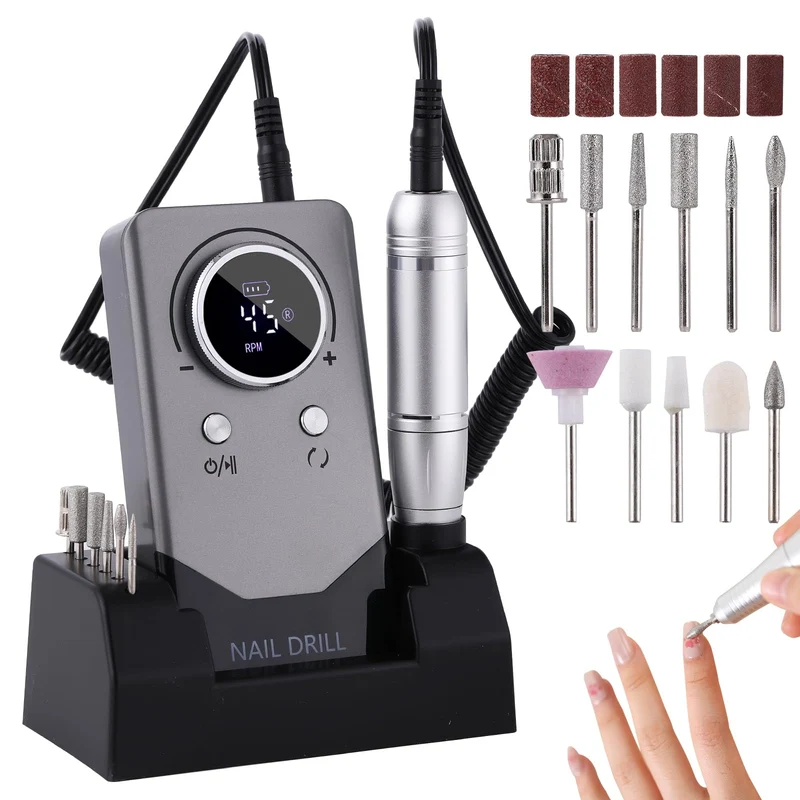 Elektrische 45000RPM Nagelbohrmaschine Wiederaufladbare Tragbare Nagelfeile Elektrische DIY Nagelboh