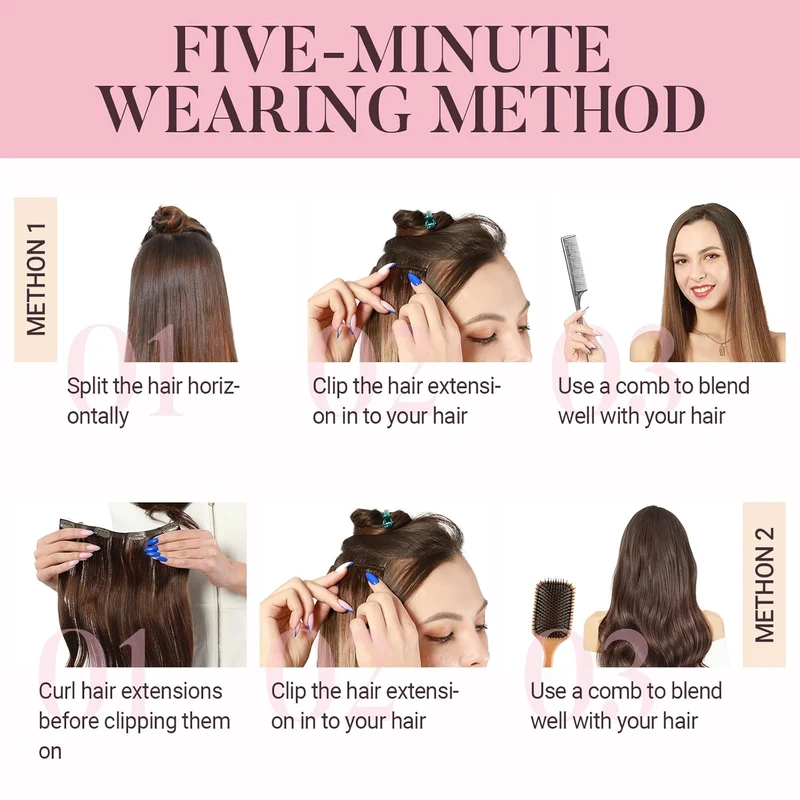 MAXITA Clip in Haarverlängerungen aus echtem Menschenhaar, Remy Haar Clip in Extensions für Damen, n