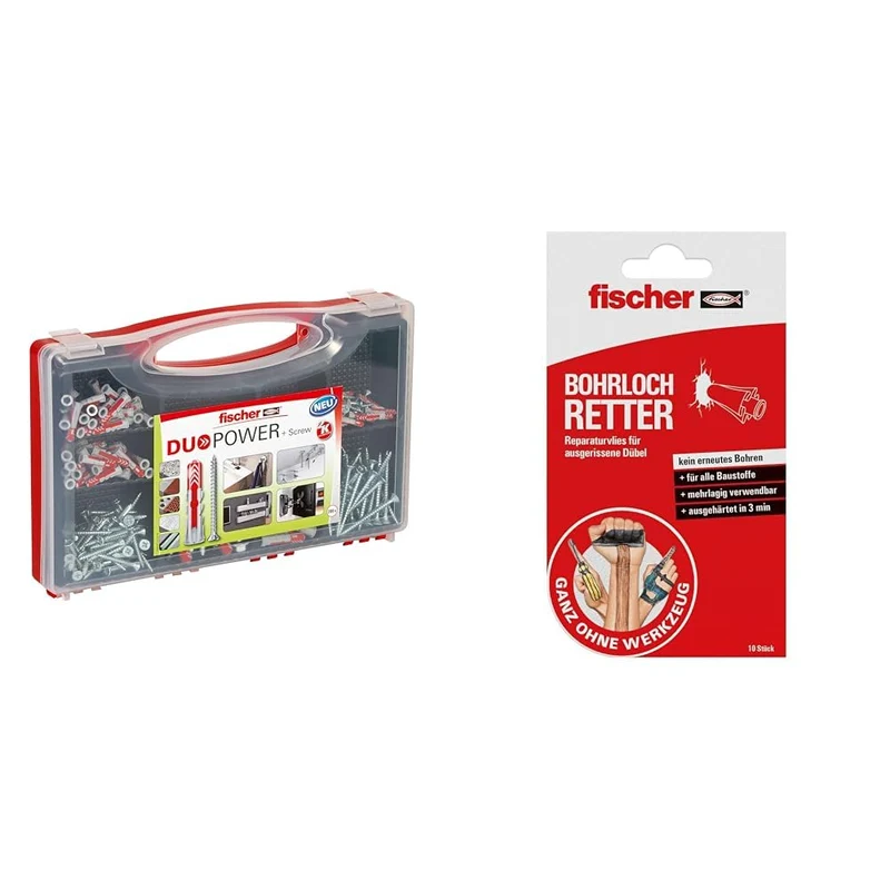 fischer RED-BOX DUOPOWER + Schrauben, Sortimentbox, 280-teilig & DUOPOWER Dübel in verschiedenen Grö