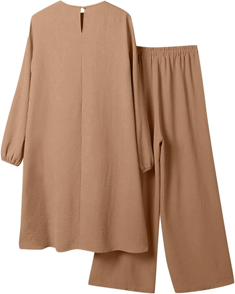 Generisch Damen Kleider Freizeit Sets für Damen, Langarm-Button-Down-Hemd Hose, Abaya, Freizeitkleid