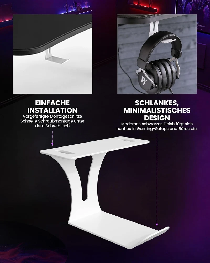 Arozzi Headset-Halterung Untertisch – Robuster Kopfhörerhalter aus Metall, Platzsparende Gaming-Head