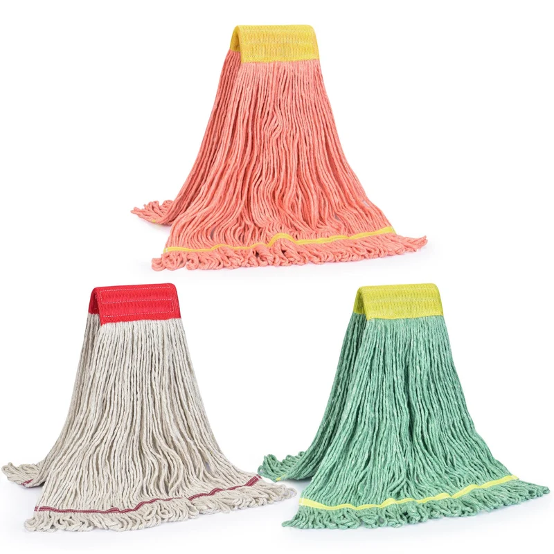 Matthew Cleaning Wischmoppköpfe, 12,7 cm, Weiss, Orange und Grün, mittlere kommerzielle Schnur-Mopp-
