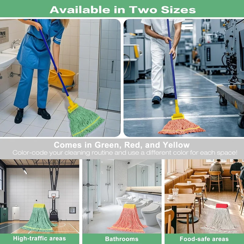 Matthew Cleaning Wischmoppköpfe, 12,7 cm, Weiss, Orange und Grün, mittlere kommerzielle Schnur-Mopp-