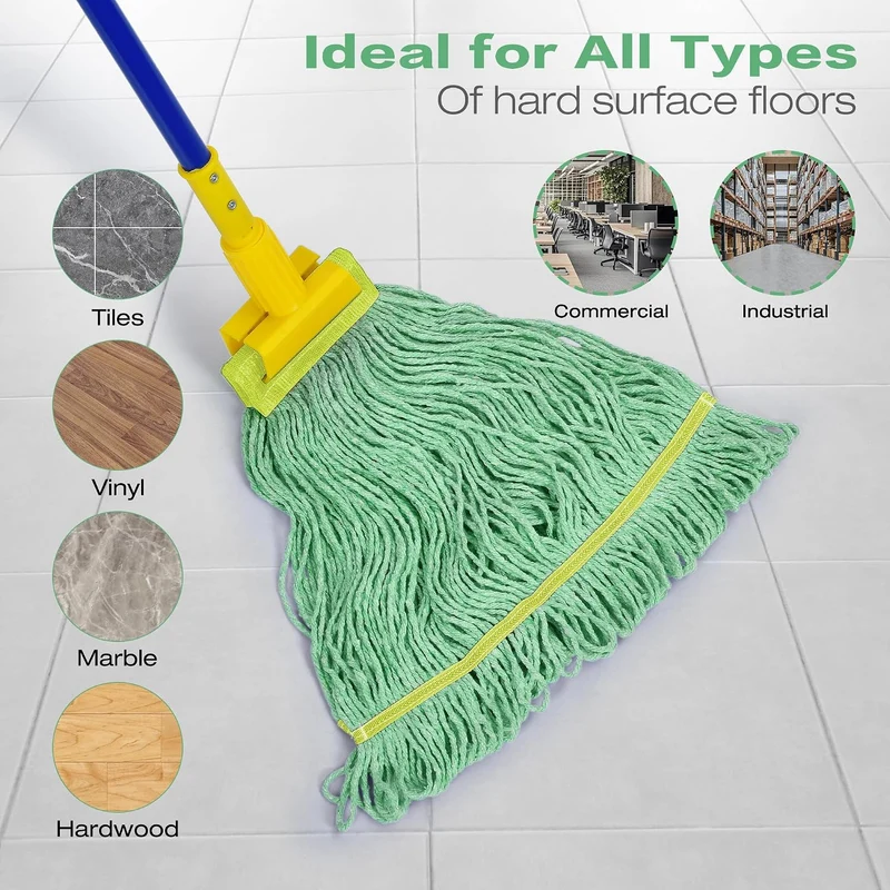 Matthew Cleaning Wischmoppköpfe, 12,7 cm, Weiss, Orange und Grün, mittlere kommerzielle Schnur-Mopp-