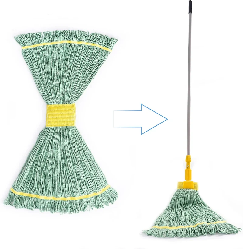 Matthew Cleaning Wischmoppköpfe, 12,7 cm, Weiss, Orange und Grün, mittlere kommerzielle Schnur-Mopp-