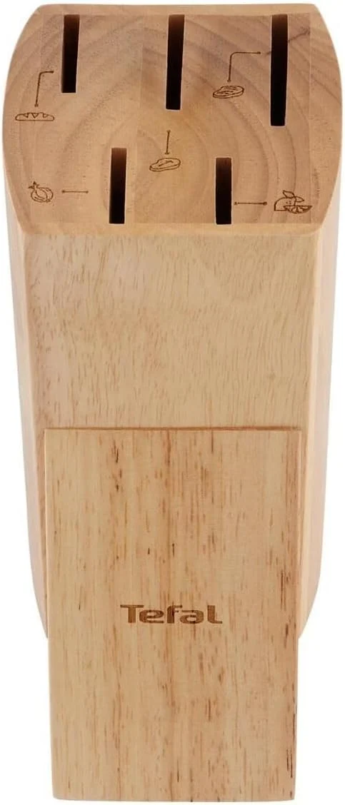 Tefal Fresh Kitchen Holzblock mit 5 Messern (Schäler 9 cm, Utility 12 cm, Chef 15 cm, Schneide 20 cm