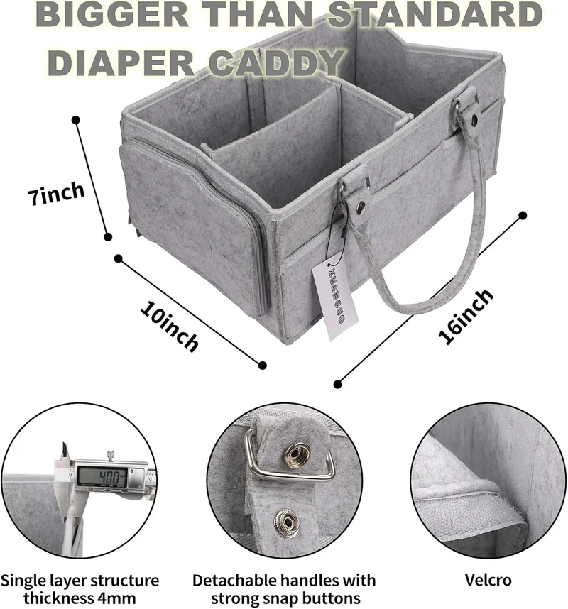 XUANGUO Baby-Windel-Caddy mit Griff, geschlechtsneutral, grosser Aufbewahrungskorb für Kinderzimmer,