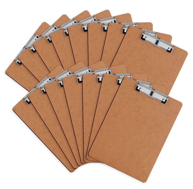 HERKKA Klemmbrett, 15 Stück Hartfaserplatten-Klemmbretter, Standard-A4, Briefgrösse, Klemmbrett mit