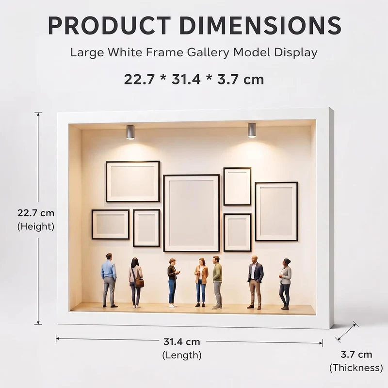 DIY Mini Museum Bilderrahmen, Foto Erinnerungsanzeige Set mit 8 Mini Goldene Rahmen, 8 Miniatur Mens