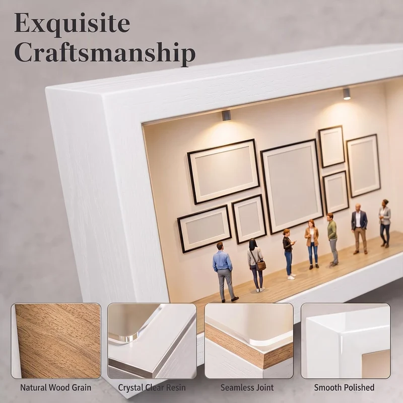 DIY Mini Museum Bilderrahmen, Foto Erinnerungsanzeige Set mit 8 Mini Goldene Rahmen, 8 Miniatur Mens