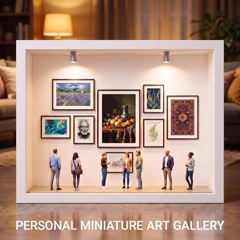 DIY Mini Museum Bilderrahmen, Foto Erinnerungsanzeige Set mit 8 Mini Goldene Rahmen, 8 Miniatur Mens