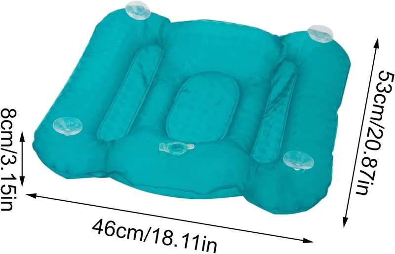 Bath Cushion, Inflatable Bathtub Pillow, PVC Material, Curved Design, Anti Slip Bathing Pad, Tub Hea