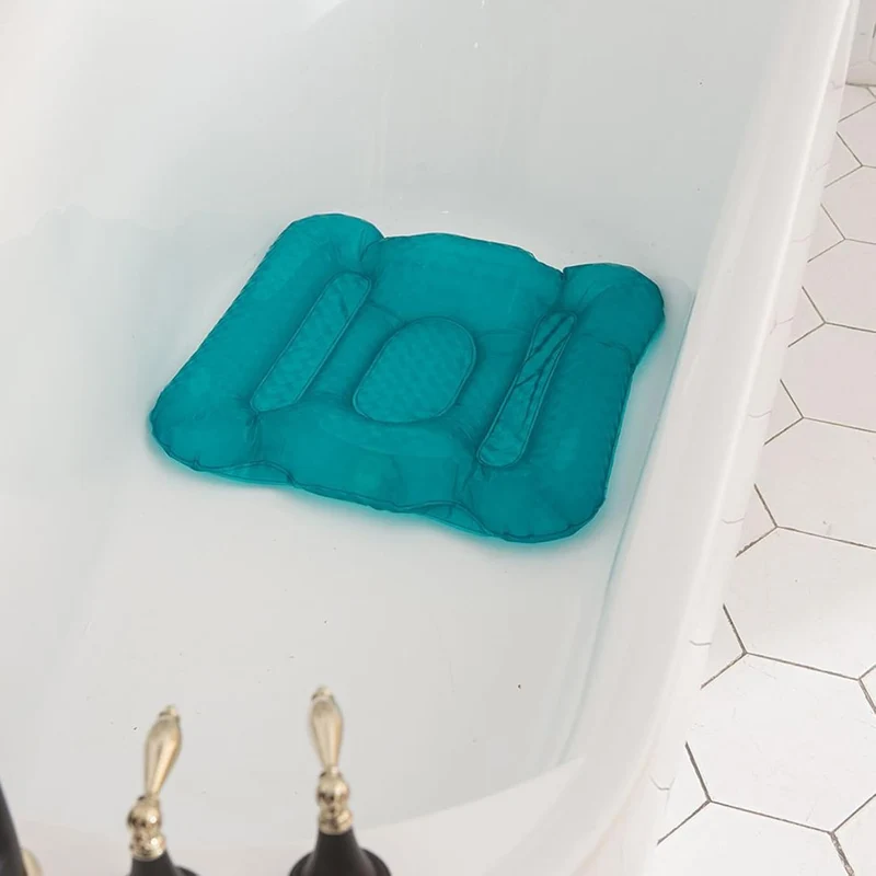 Bath Cushion, Inflatable Bathtub Pillow, PVC Material, Curved Design, Anti Slip Bathing Pad, Tub Hea