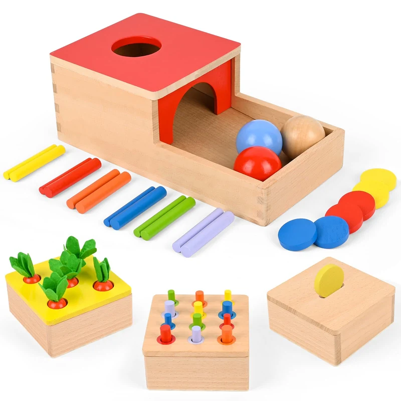 Comius Sharp Holzspielzeug, 4 in 1 Montessori Spielzeug, Motor Skills Spielzeug für Jungen und Mädch