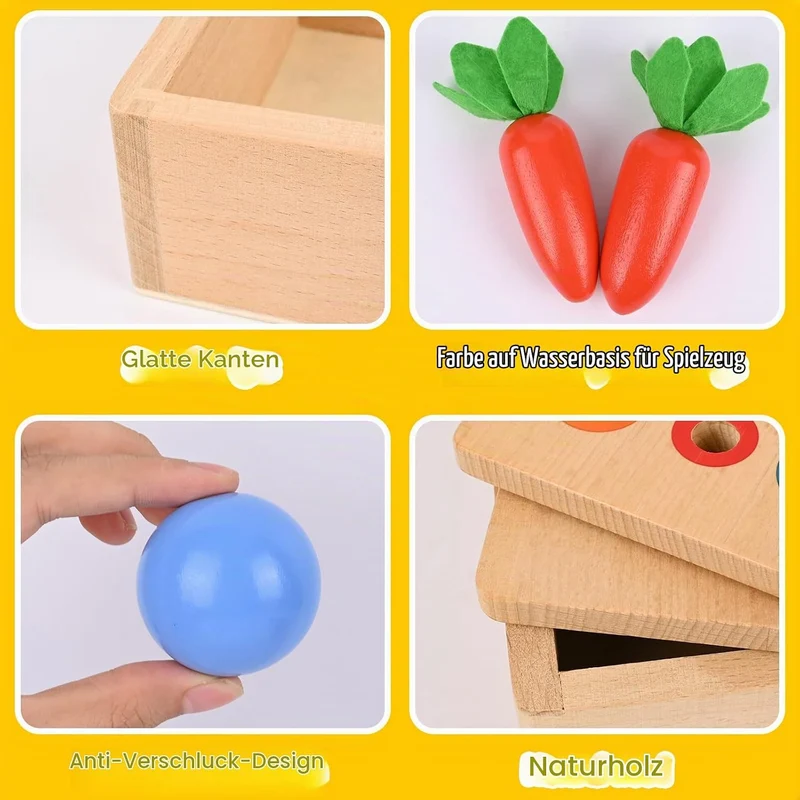 Comius Sharp Holzspielzeug, 4 in 1 Montessori Spielzeug, Motor Skills Spielzeug für Jungen und Mädch