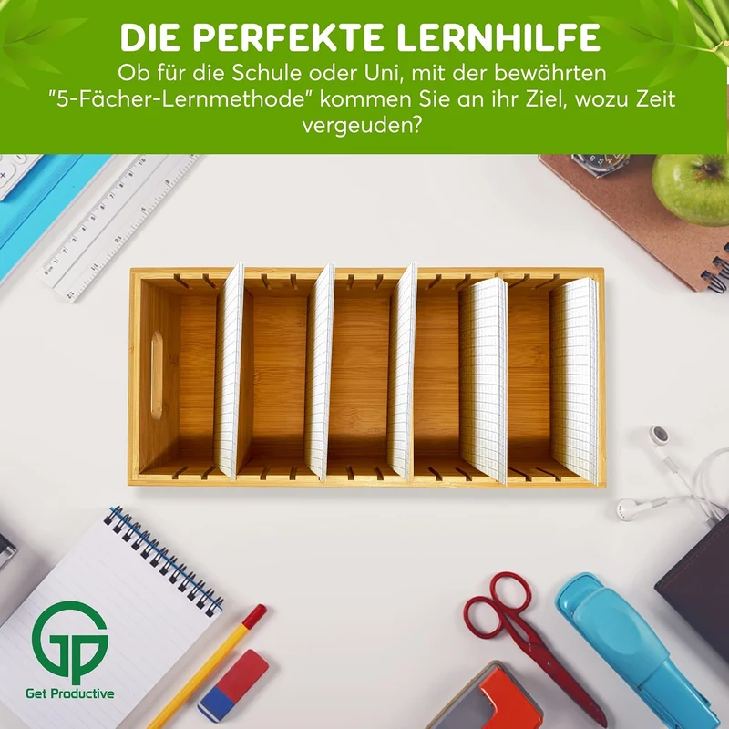 Karteitrog für 1500 DIN A6 Karteikarten, inkl. 4 einstellbaren Trennbrettern der Holz-Karteitrog que
