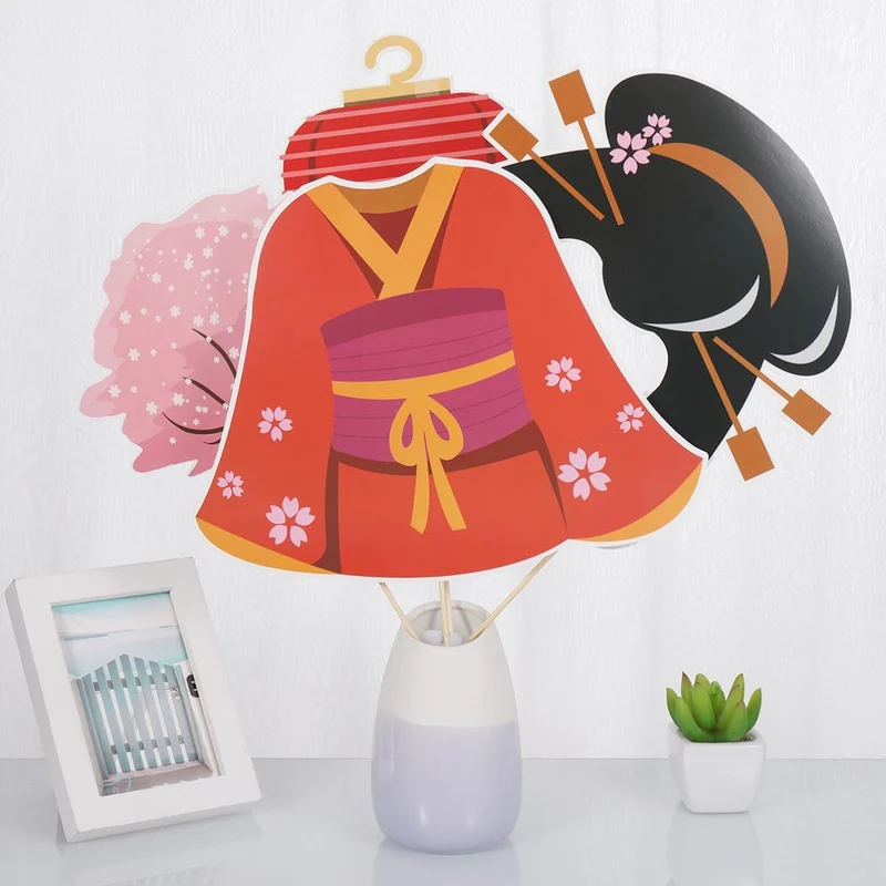 Amosfun Japanische Party Foto Requisiten Set 20 Stück Selfie Zubehör Handgehaltene Fotobooth Props F