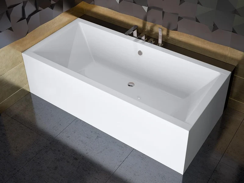 KOLMAN Badewanne QUADRO Rechteck 165x75 mit AcrylSchürze, Ablaufgarnitur und Füssen Komplettset 4in1