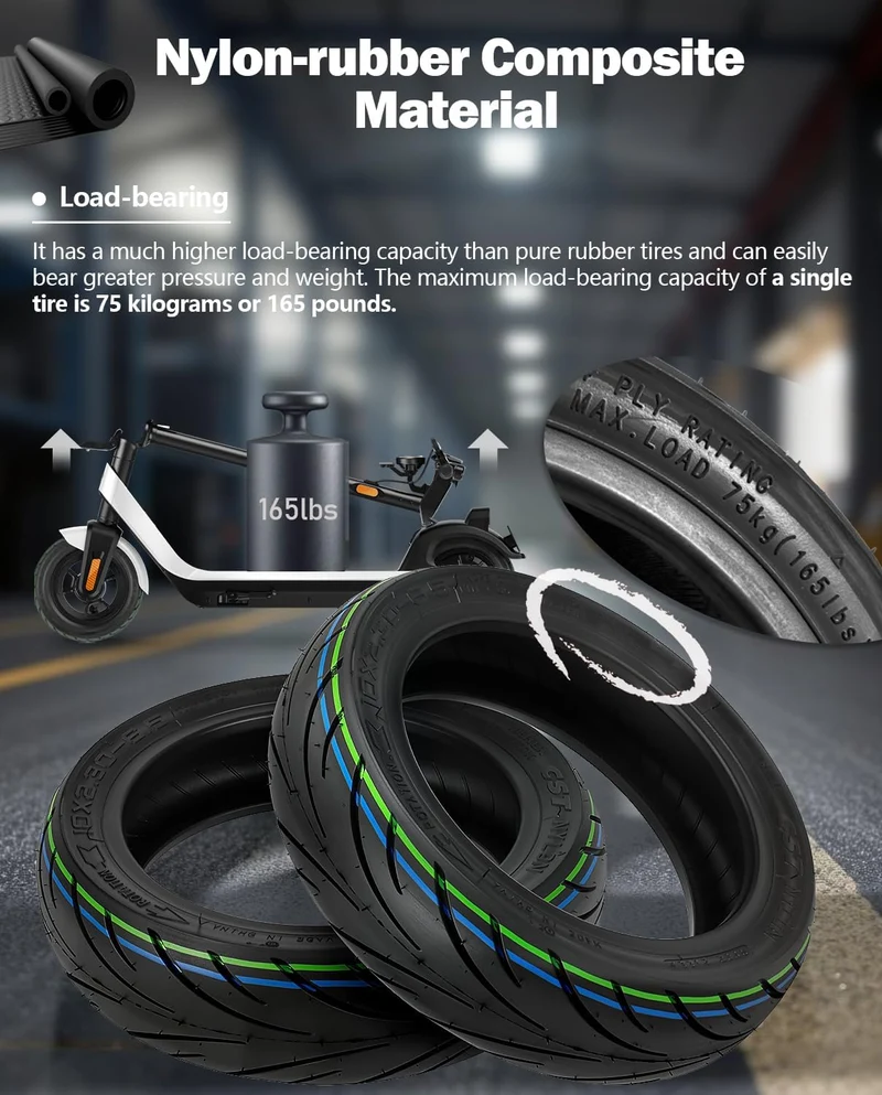 Tubeless-Reifen, 10 x 2,30 – 6,5, kompatibel mit dem Elektro-Scooter NIU KQi2 Pro, Ersatzreifen vorn