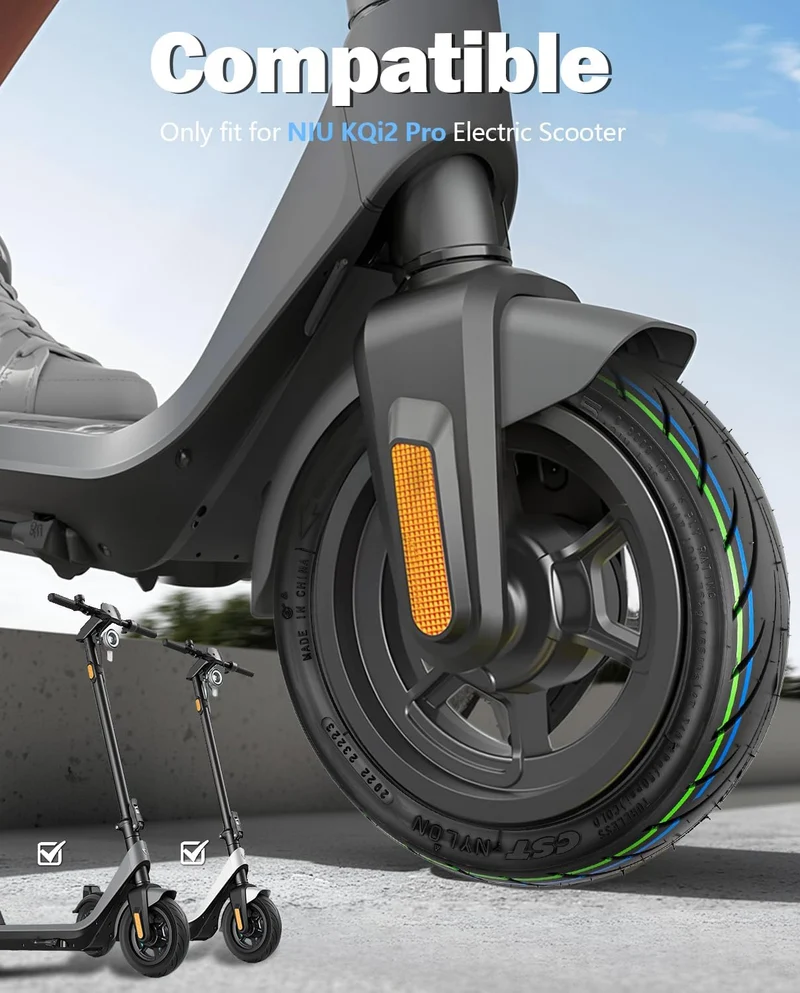 Tubeless-Reifen, 10 x 2,30 – 6,5, kompatibel mit dem Elektro-Scooter NIU KQi2 Pro, Ersatzreifen vorn