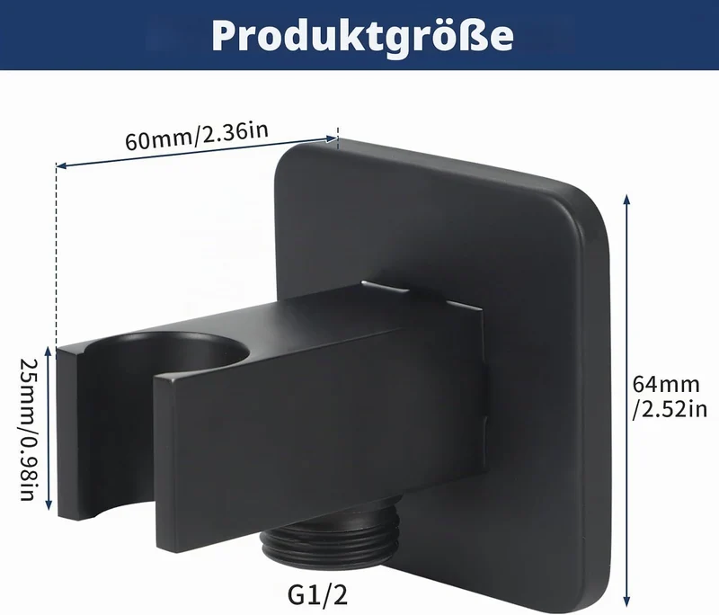 Wandanschlussbogen mit Brausehalter, Handbrausehalter mit 1/2" Wandanschlussbogen, Chrom Schlauchans