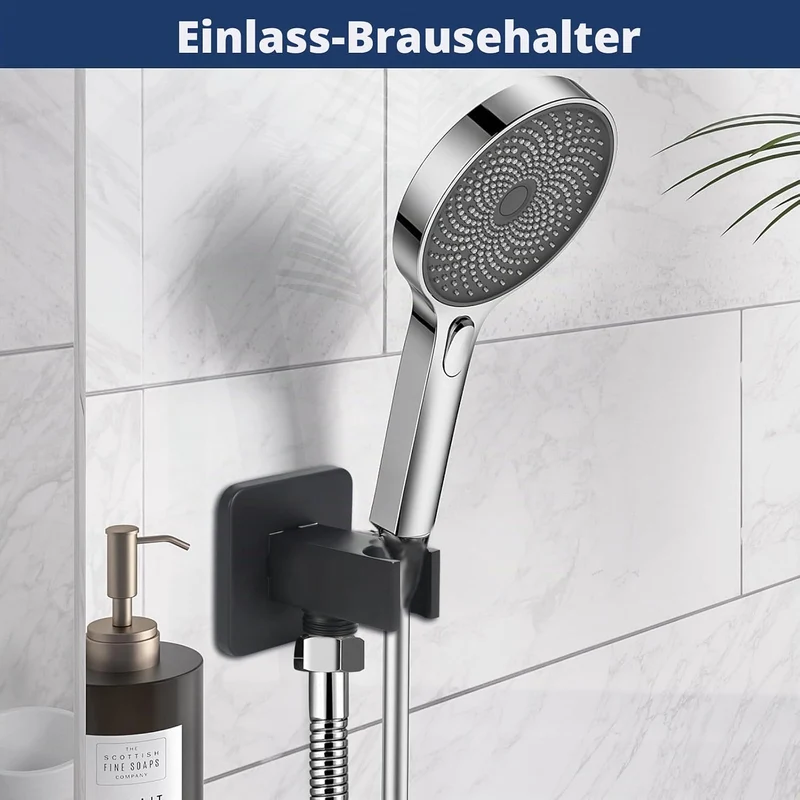 Wandanschlussbogen mit Brausehalter, Handbrausehalter mit 1/2" Wandanschlussbogen, Chrom Schlauchans