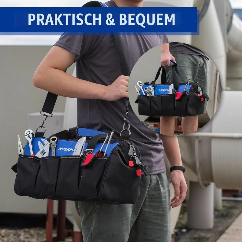 WORKPRO Werkzeugtasche Elektriker Wasserdichte Werkzeugtasche Profi, weite Öffnung & grosse Kapazitä