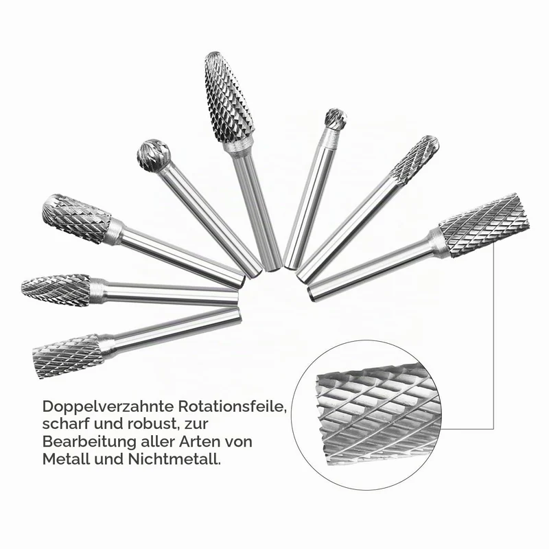 Wolframstahl Fräser, SPTA 5-Teilig Frässtifte 6mm Schaft Bit zum Holz Metall Marmor schnitzen, schle