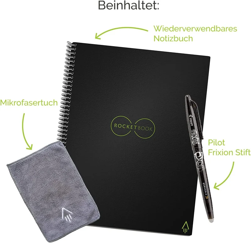 Rocketbook Fusion Reusable Digital Notebook - Smart Notepad A4 Teal, 7 Styles, To Do List, Daily Bul