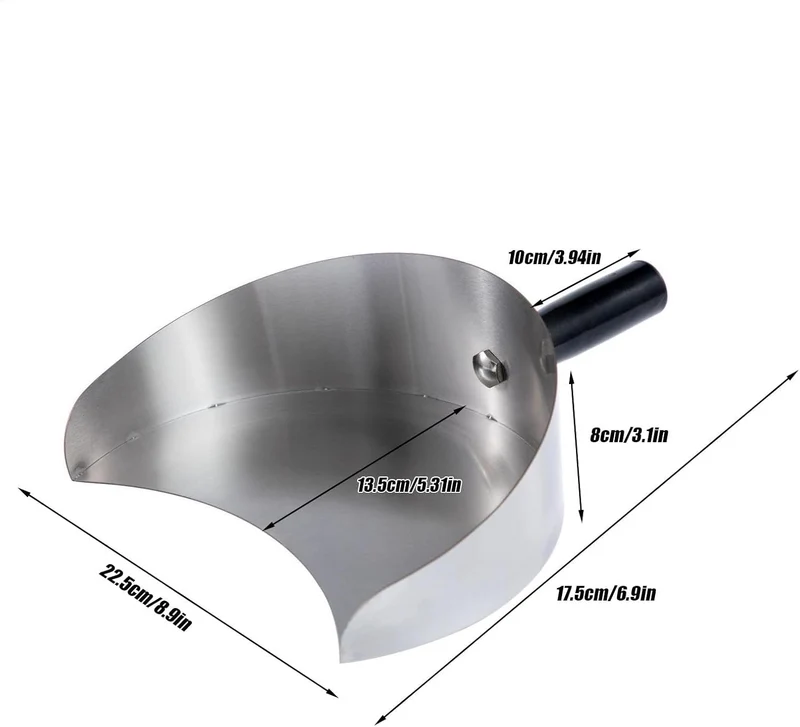 Fleischauffangpfanne Edelstahl BBQ Schaufel (Silber) Handheld Rotisserie Tray Heavy Duty Kebab Catch