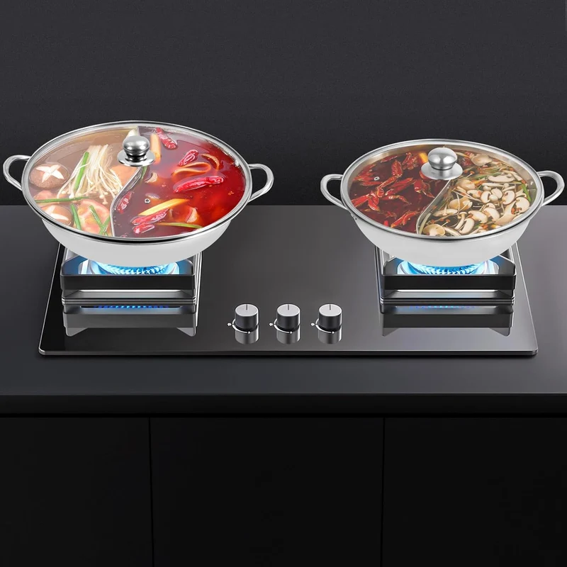 Hot pot Topf Suppe 34cm/28cm Kochgeschirr Rund Kochtopf aus Edelstahl mit Trennwand und sichtbaren D